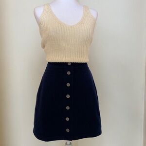 Wilfred (Aritzia) Navy Blue Button-Front Skirt – Size 8